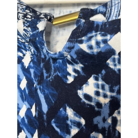 Rafaella Studio Top Womens Small Blue White Short Sleeve Blouse Cotton - Picture 7 of 12